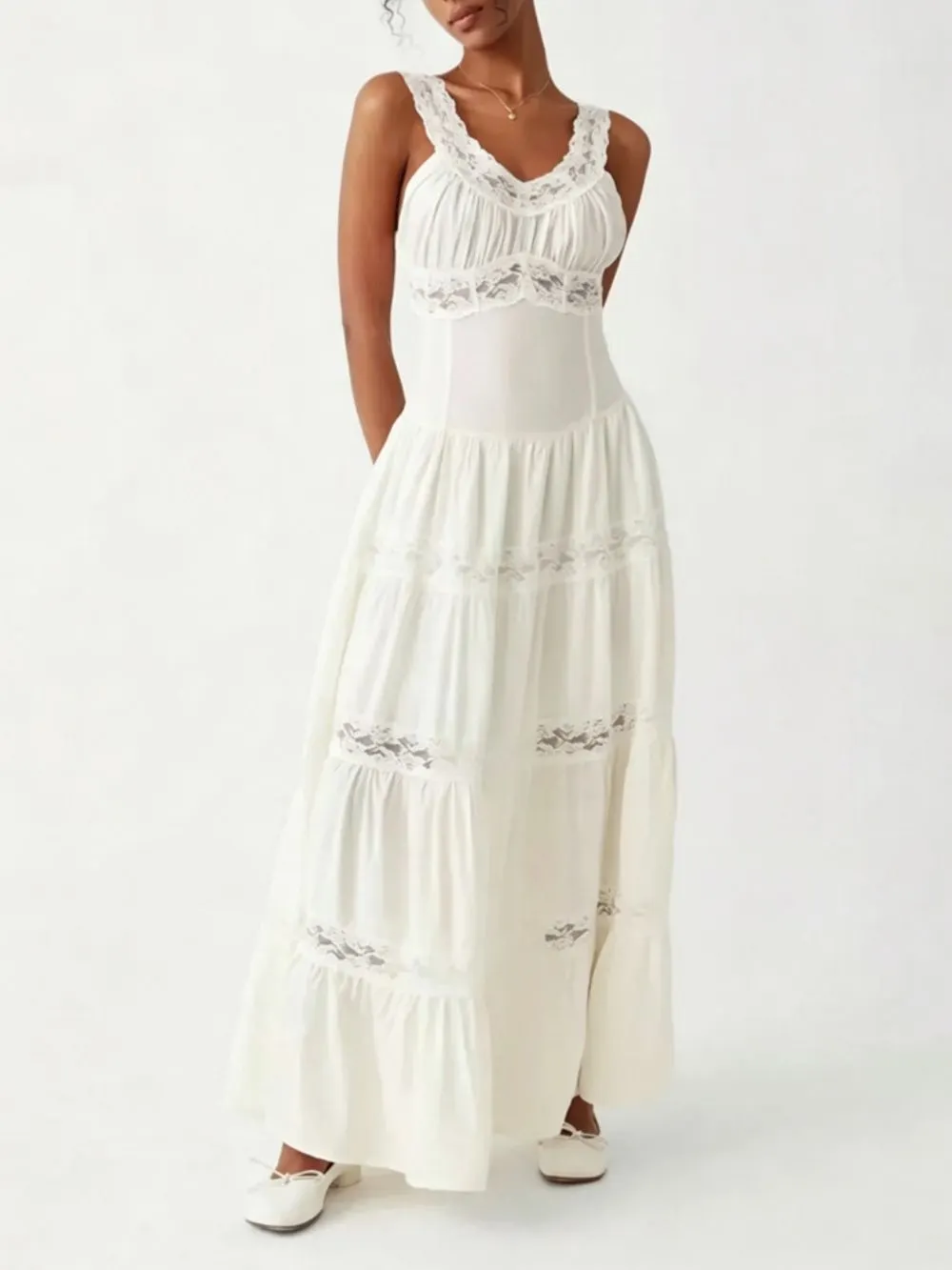 Mariette White Lace Maxi Dress - OWNCI Mariette White Lace Maxi Dress - OWNCI