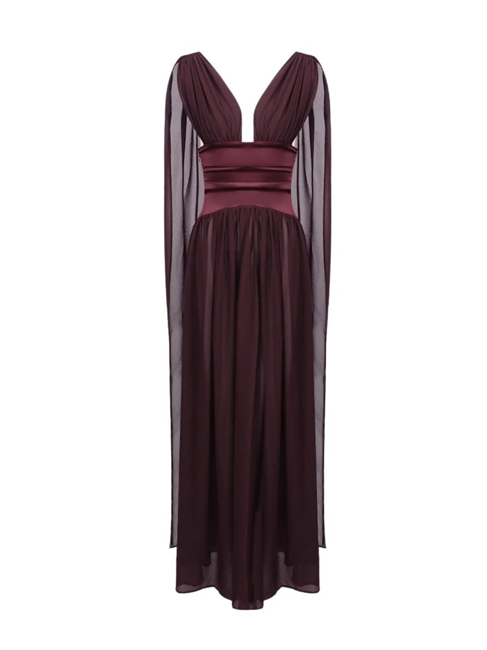 Lomire Plunge Neck Draped Maxi Dress - OWNCI Lomire Plunge Neck Draped Maxi Dress - OWNCI