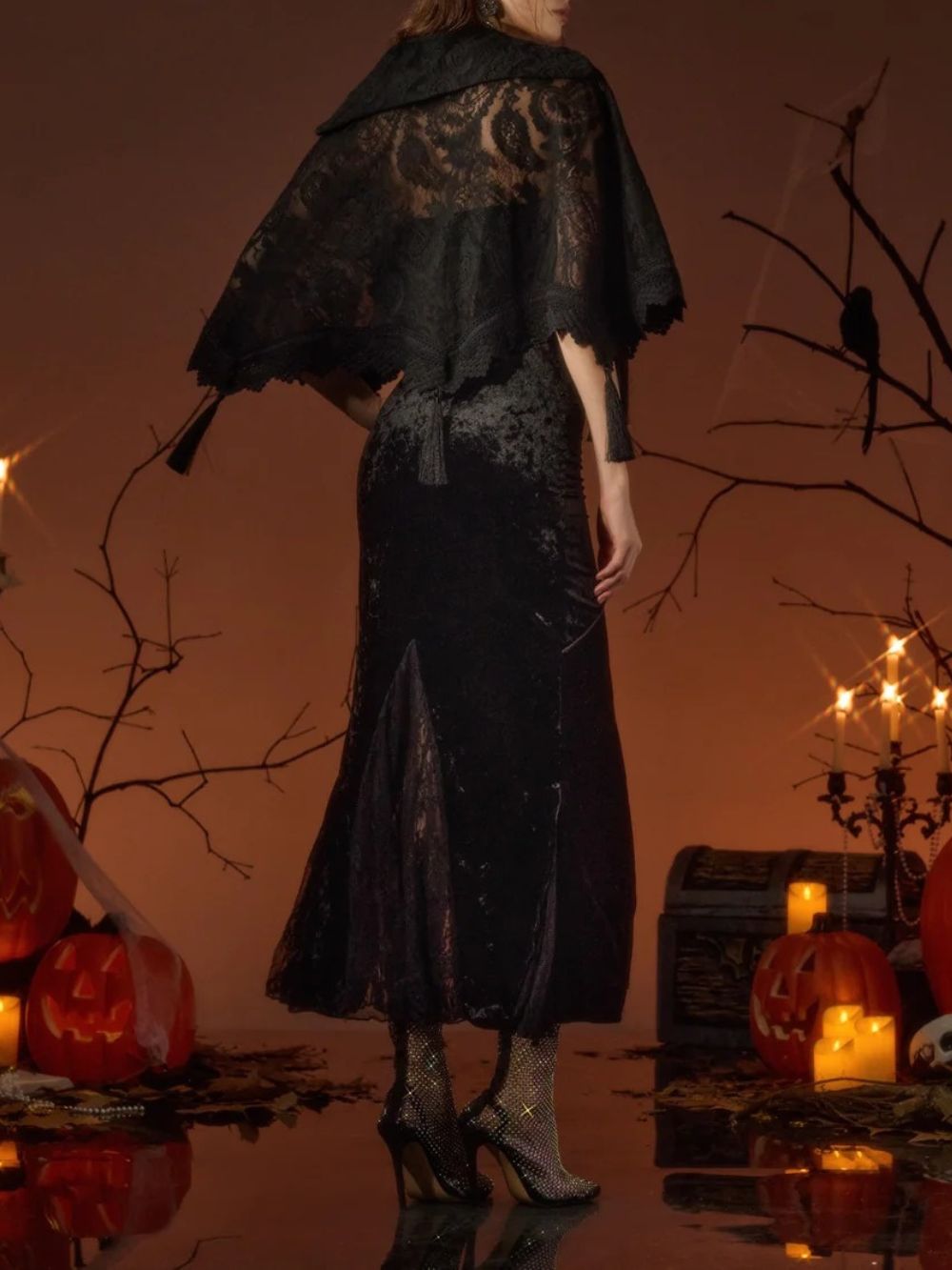 Qadira Cape Lace Maxi Dress - OWNCI
