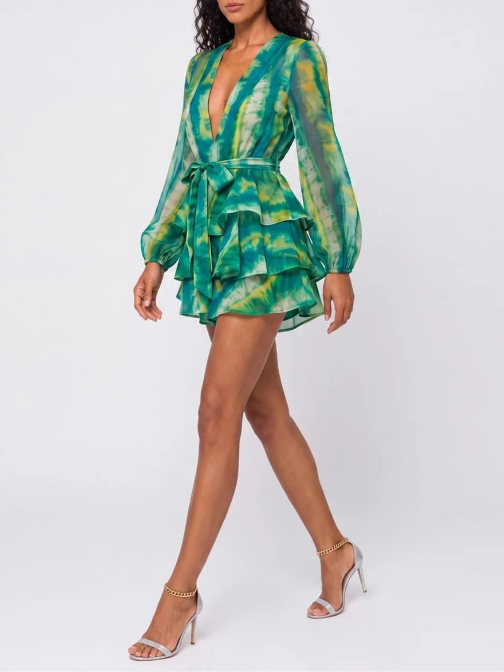 Kormian V Neck Ruffle Mini Dress - OWNCI Kormian V Neck Ruffle Mini Dress - OWNCI