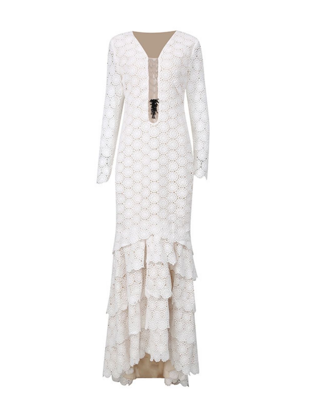 Markita White Long Sleeve Maxi Dress - OWNCI