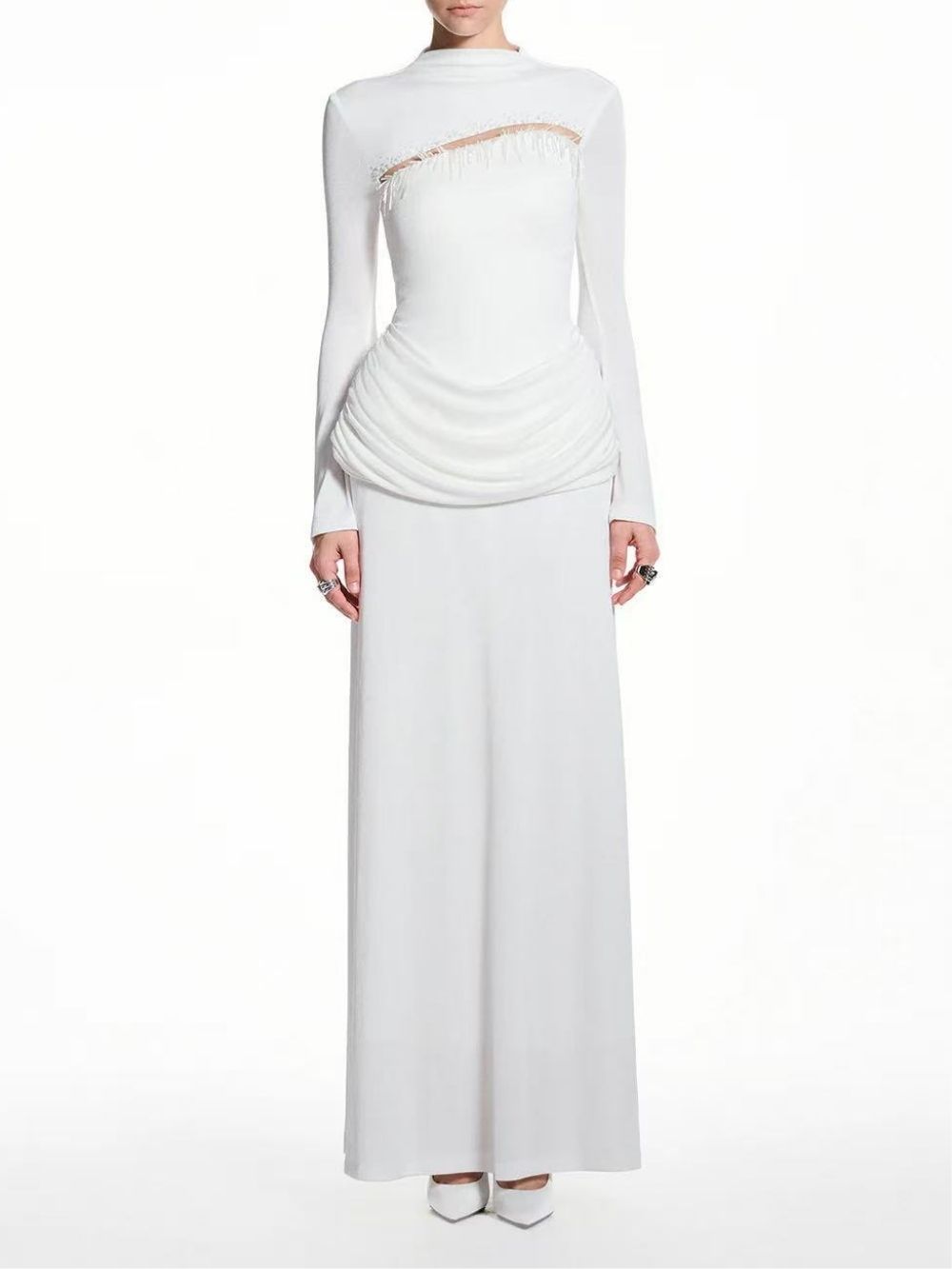 Marva Long Sleeve Ruched Maxi Dress - OWNCI
