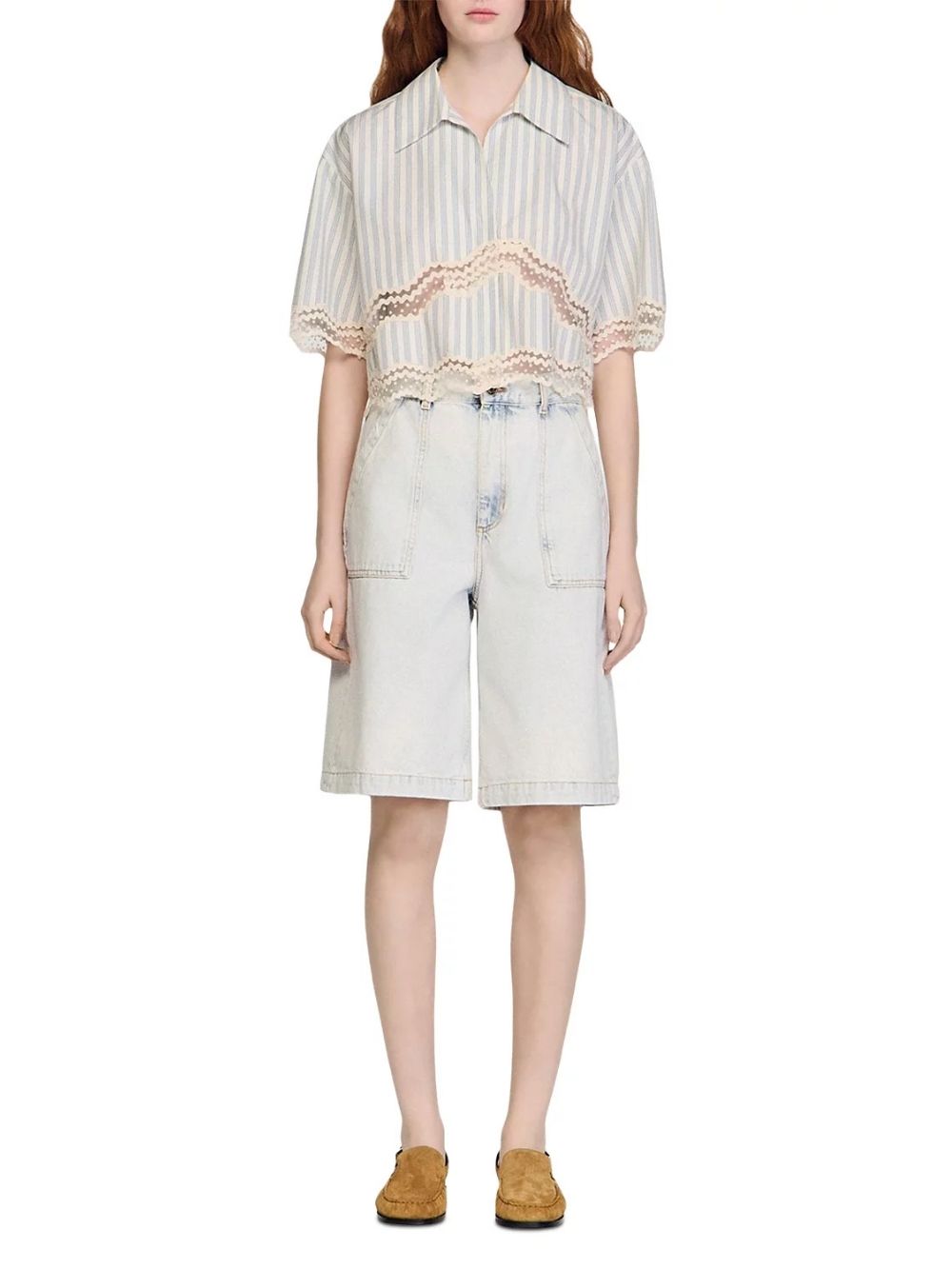 Cropped Striped Cotton Shirt - OWNCI Cropped Striped Cotton Shirt - OWNCI