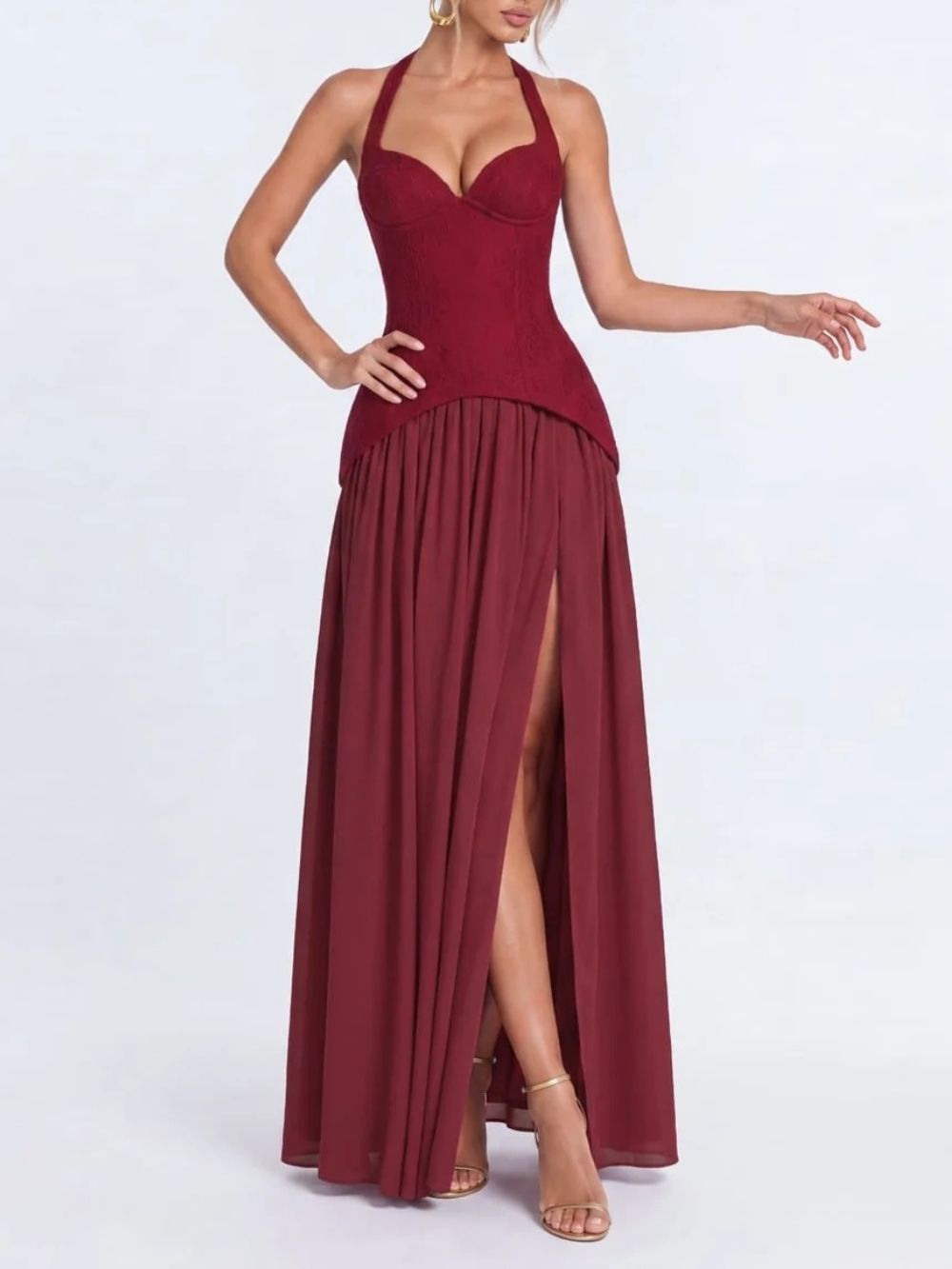 Jovyna Halterneck Flared Maxi Dress - OWNCI Jovyna Halterneck Flared Maxi Dress - OWNCI