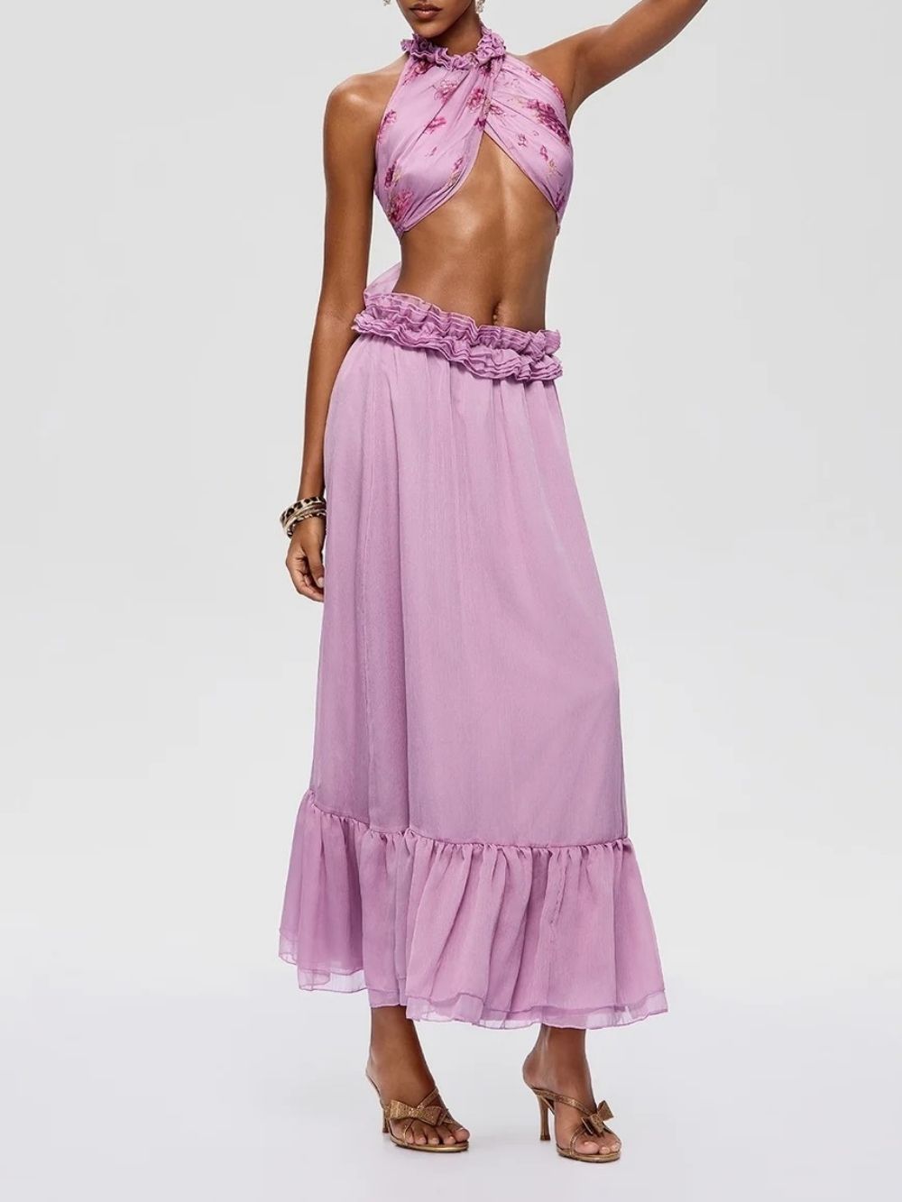 533835bdf0a3c9d2065ae43b470e645a Pramix Halterneck Floral Skirt Set