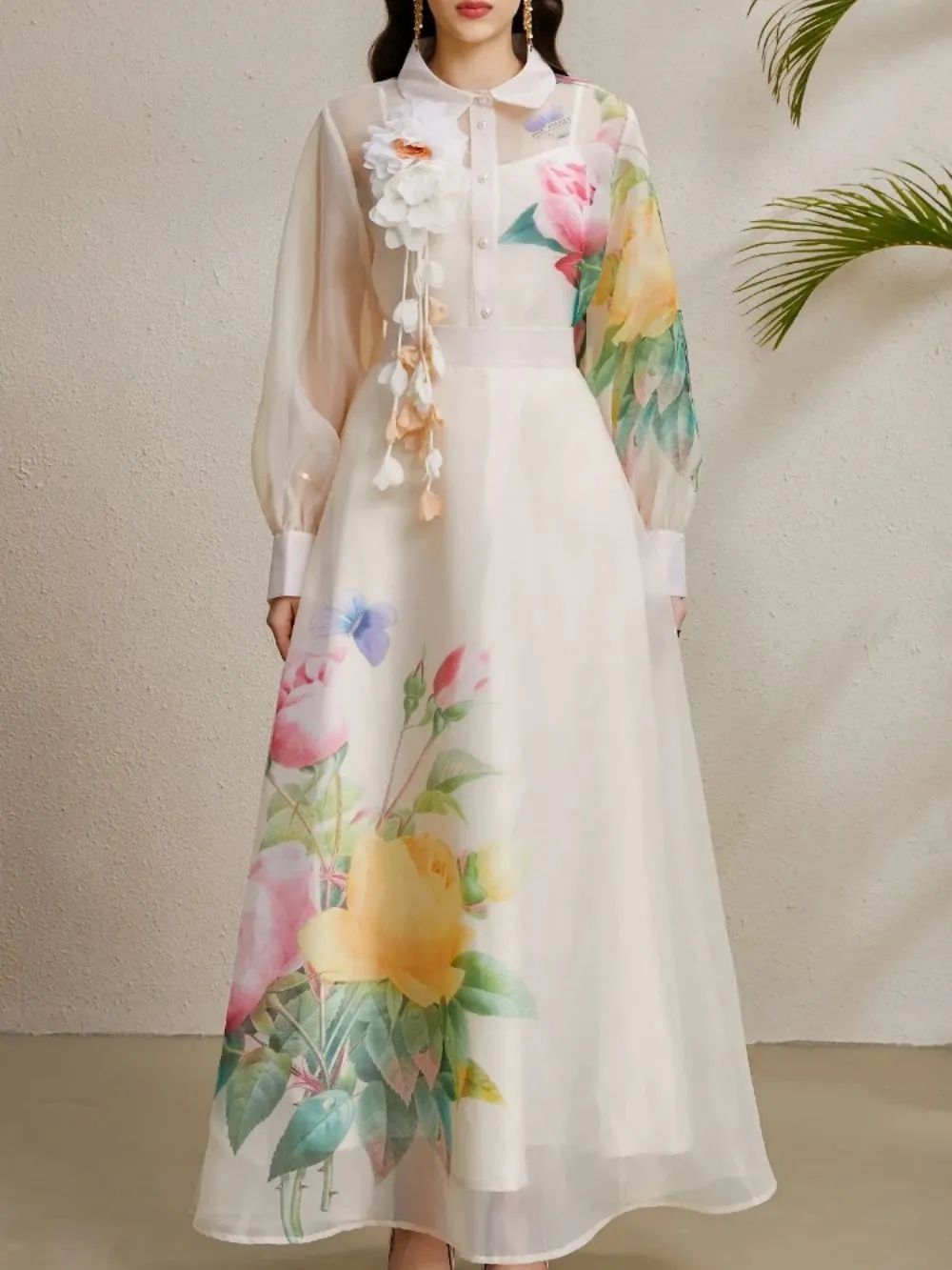 Maru Apricot Floral Top & Maxi Skirt Set - OWNCI Maru Apricot Floral Top & Maxi Skirt Set - OWNCI