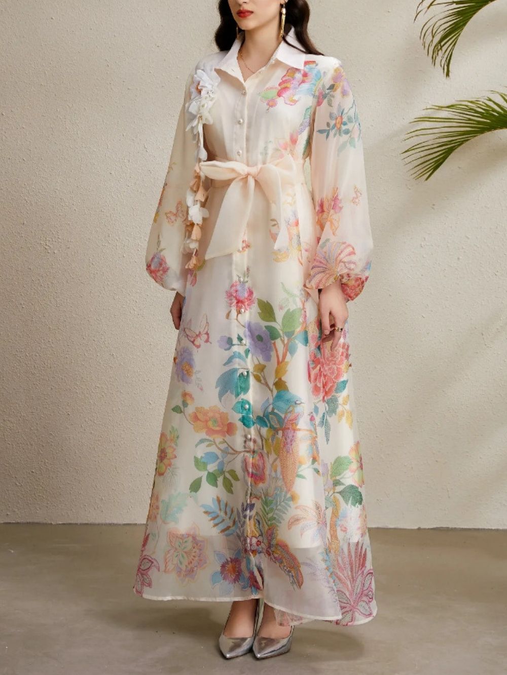 Maru Apricot Printed Maxi Dress - OWNCI Maru Apricot Printed Maxi Dress - OWNCI