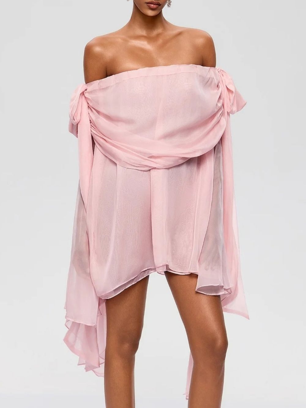 551556e98a5f3f700e2ce05f5aa1bc85 Raskiel Off Shoulder Ruffle Mini Dress