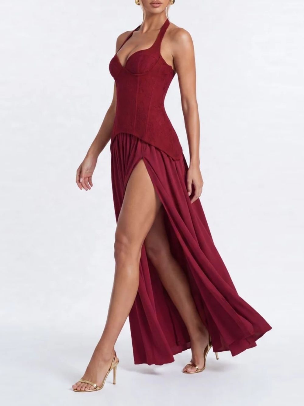 Jovyna Halterneck Flared Maxi Dress - OWNCI Jovyna Halterneck Flared Maxi Dress - OWNCI