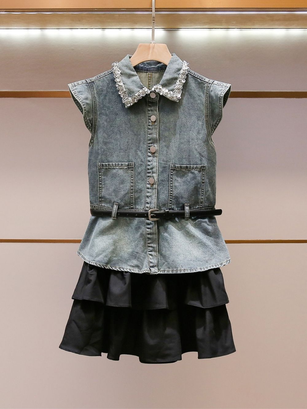 Marije Denim Vest & Skirt Set - OWNCI Marije Denim Vest & Skirt Set - OWNCI