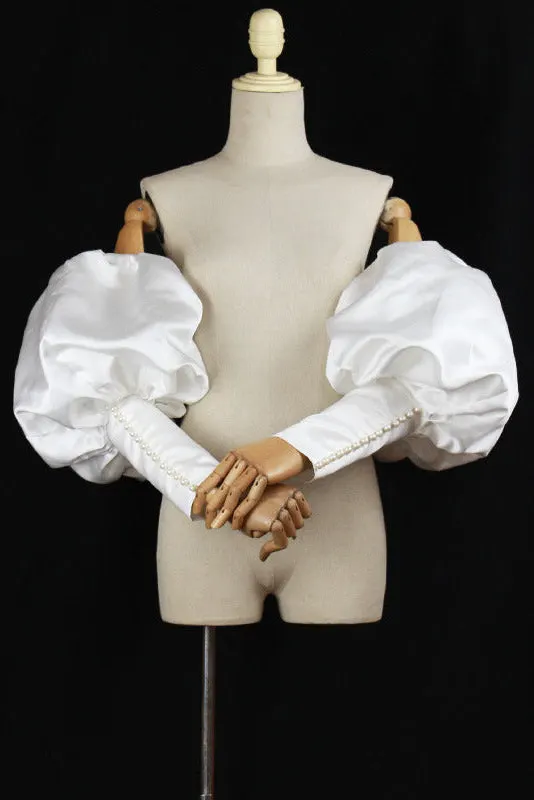 Detachable Satin Puff Pearl Cuff Sleeve Accessories - OWNCI