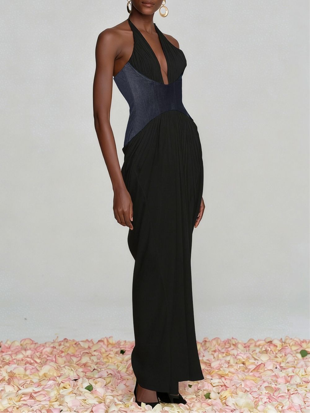 Marti Black Halter Maxi Dress - OWNCI