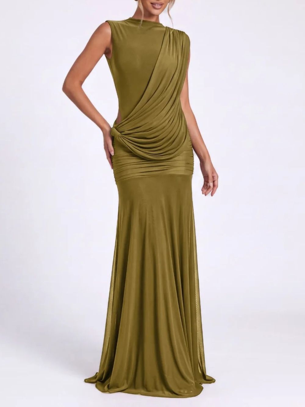 Xamirae Sleeveless Draped Maxi Dress In Green - OWNCI Xamirae Sleeveless Draped Maxi Dress In Green - OWNCI