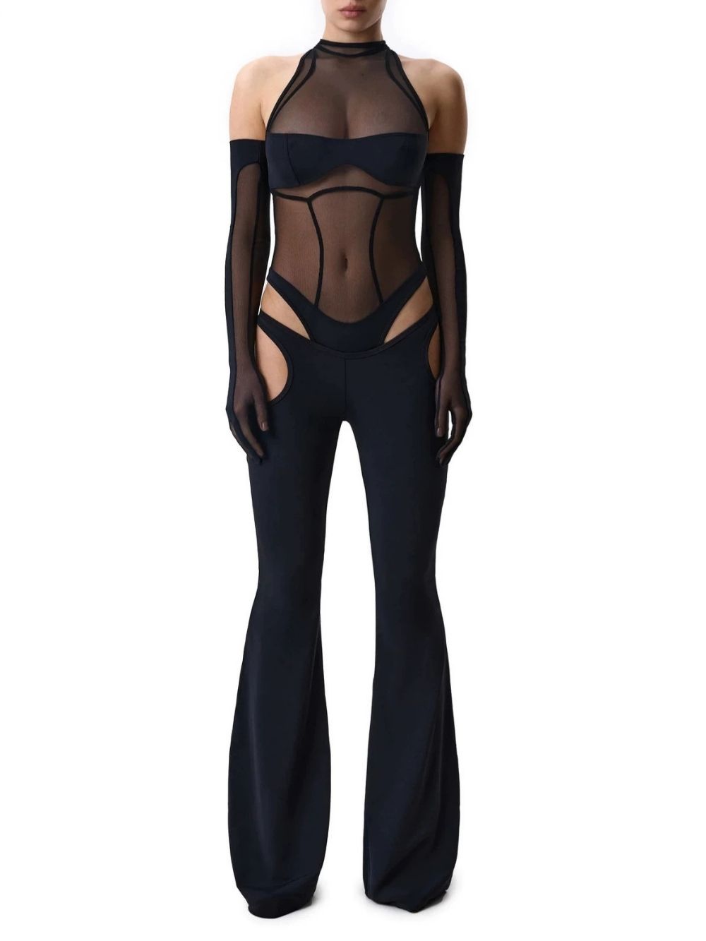 5b2d8935400fb1fd90db36d8b8d076af Marcelina Black Mesh Two-Piece Set