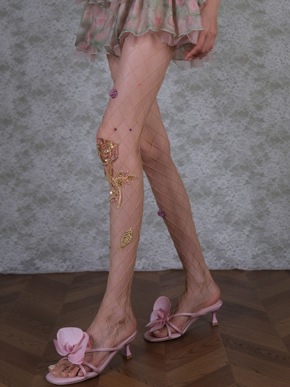 Marney Flower Diamante Tights - OWNCI