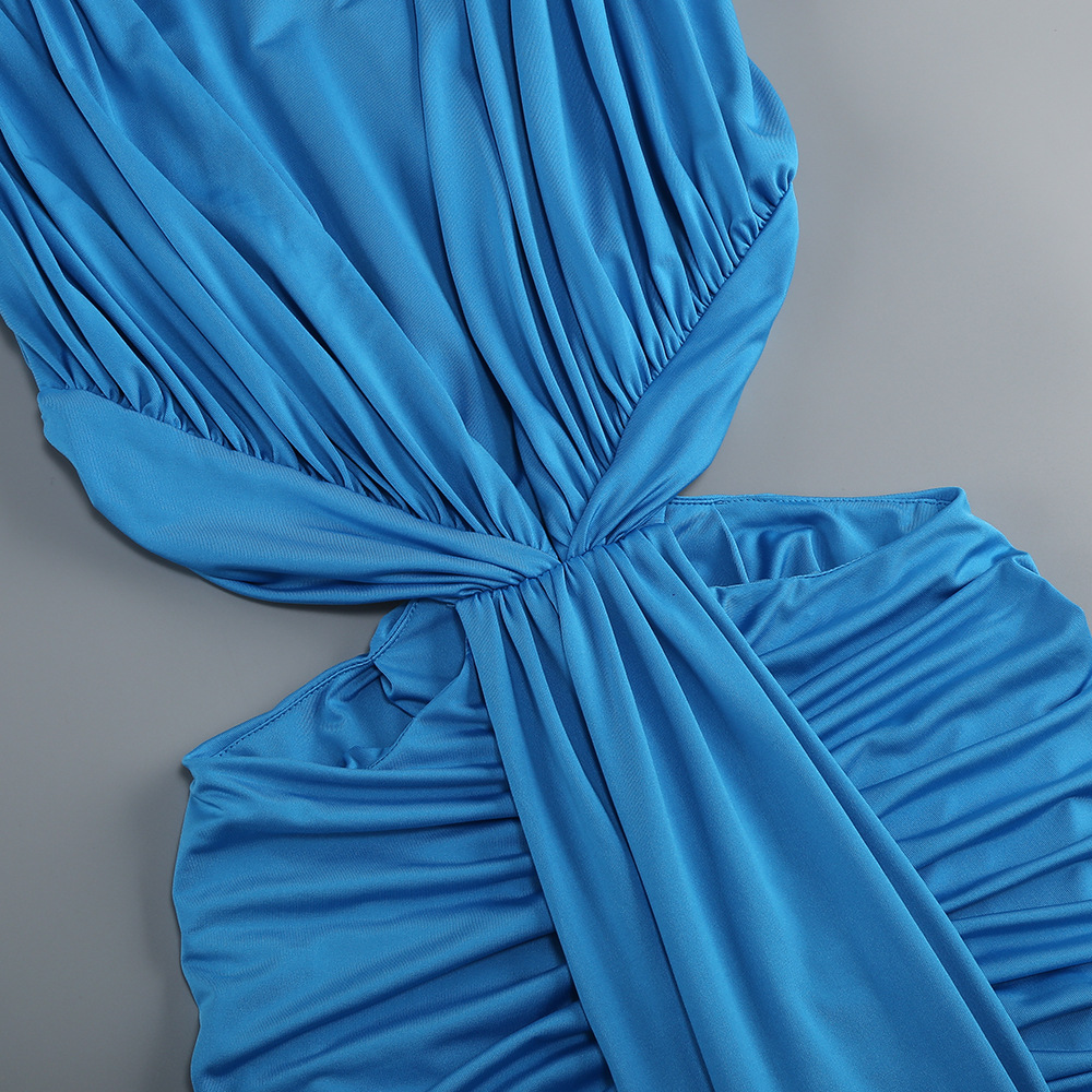 Mali Blue Ruched Cutout Maxi Dress - OWNCI Mali Blue Ruched Cutout Maxi Dress - OWNCI