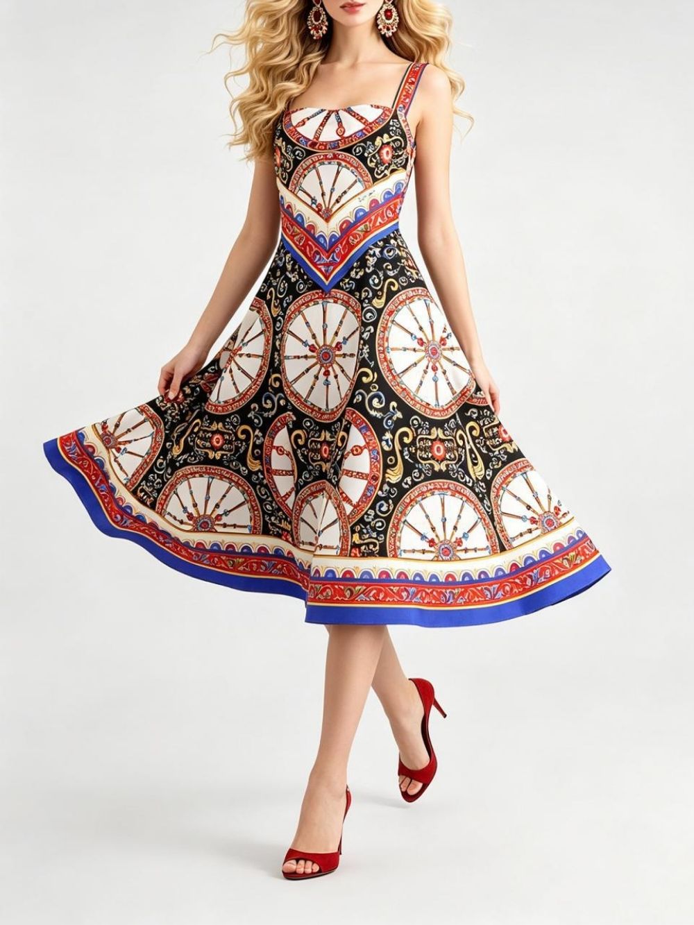 5e9dc9593f5fc72926dc095147b69b7b Manami Strappy Printed Midi Dress