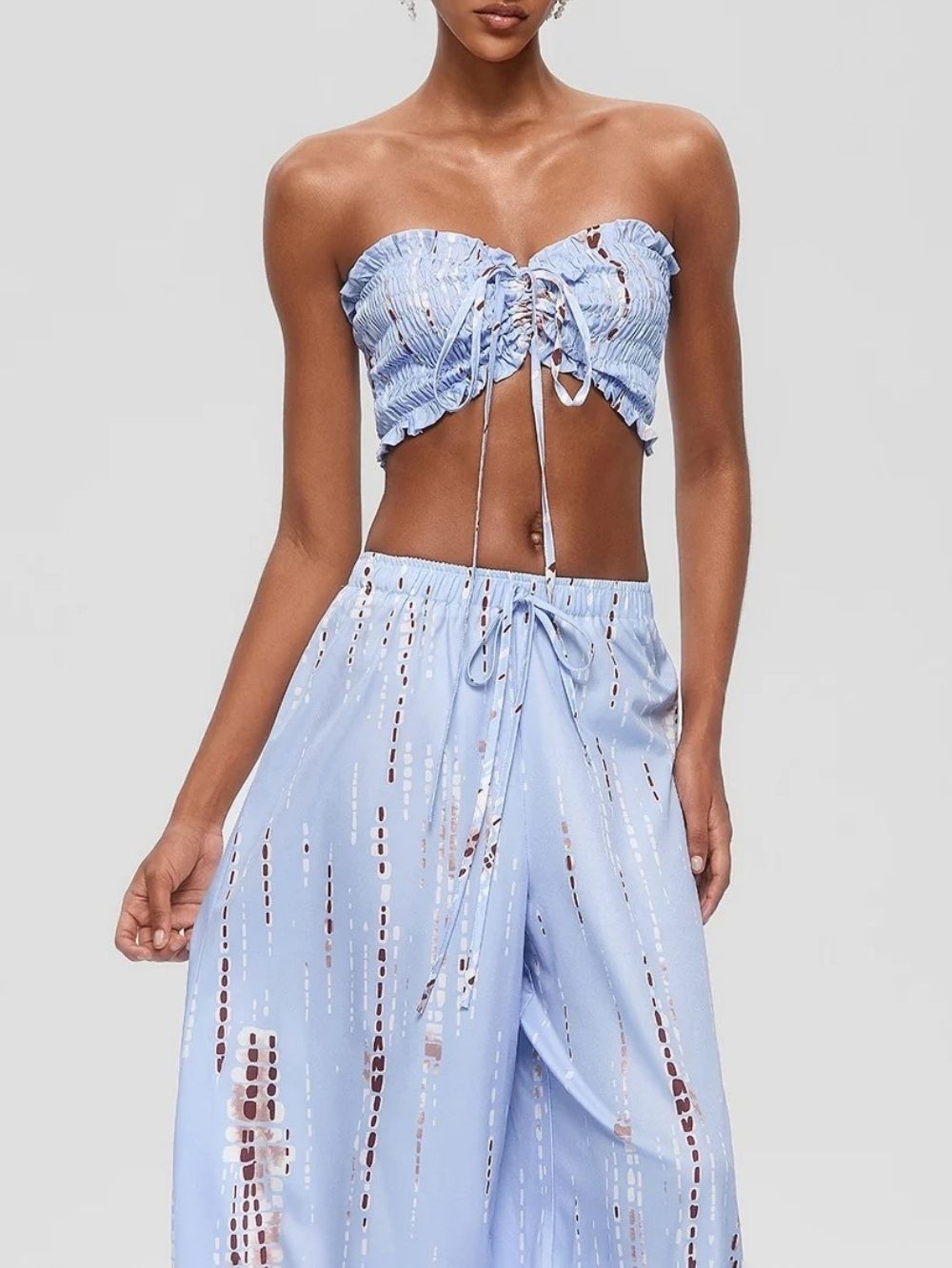 Gada Strapless Ruched Pants Set - OWNCI Gada Strapless Ruched Pants Set - OWNCI
