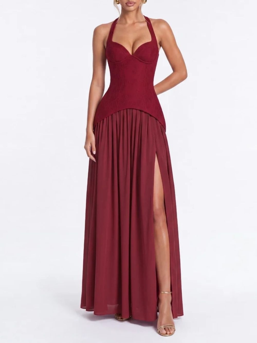Jovyna Halterneck Flared Maxi Dress - OWNCI