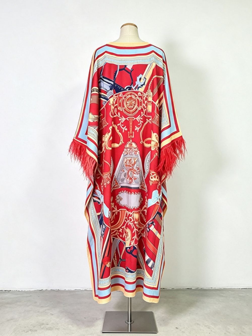 Marlie Printed Long Sleeve Feather Maxi Dress - OWNCI Marlie Printed Long Sleeve Feather Maxi Dress - OWNCI