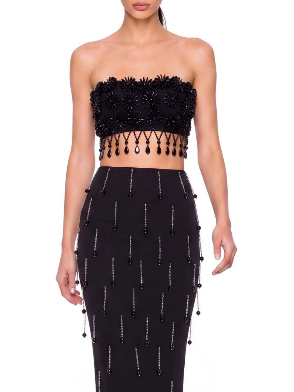 Anqorin Strapless Fringe Bandage Skirt Set - OWNCI Anqorin Strapless Fringe Bandage Skirt Set - OWNCI