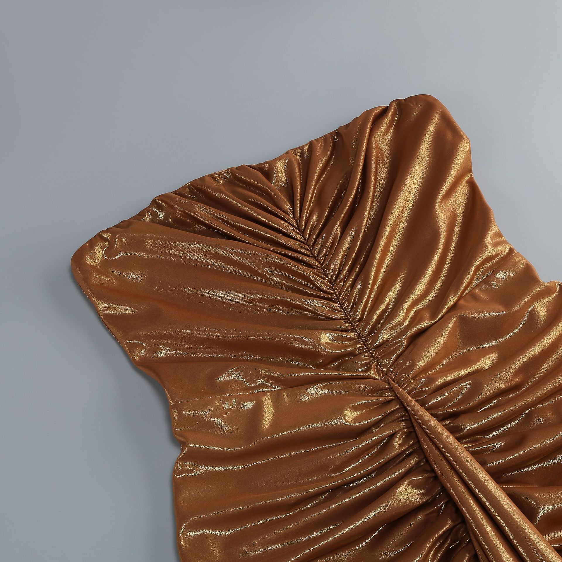 Marlowe Brown Strapless Ruched Maxi Dress - OWNCI