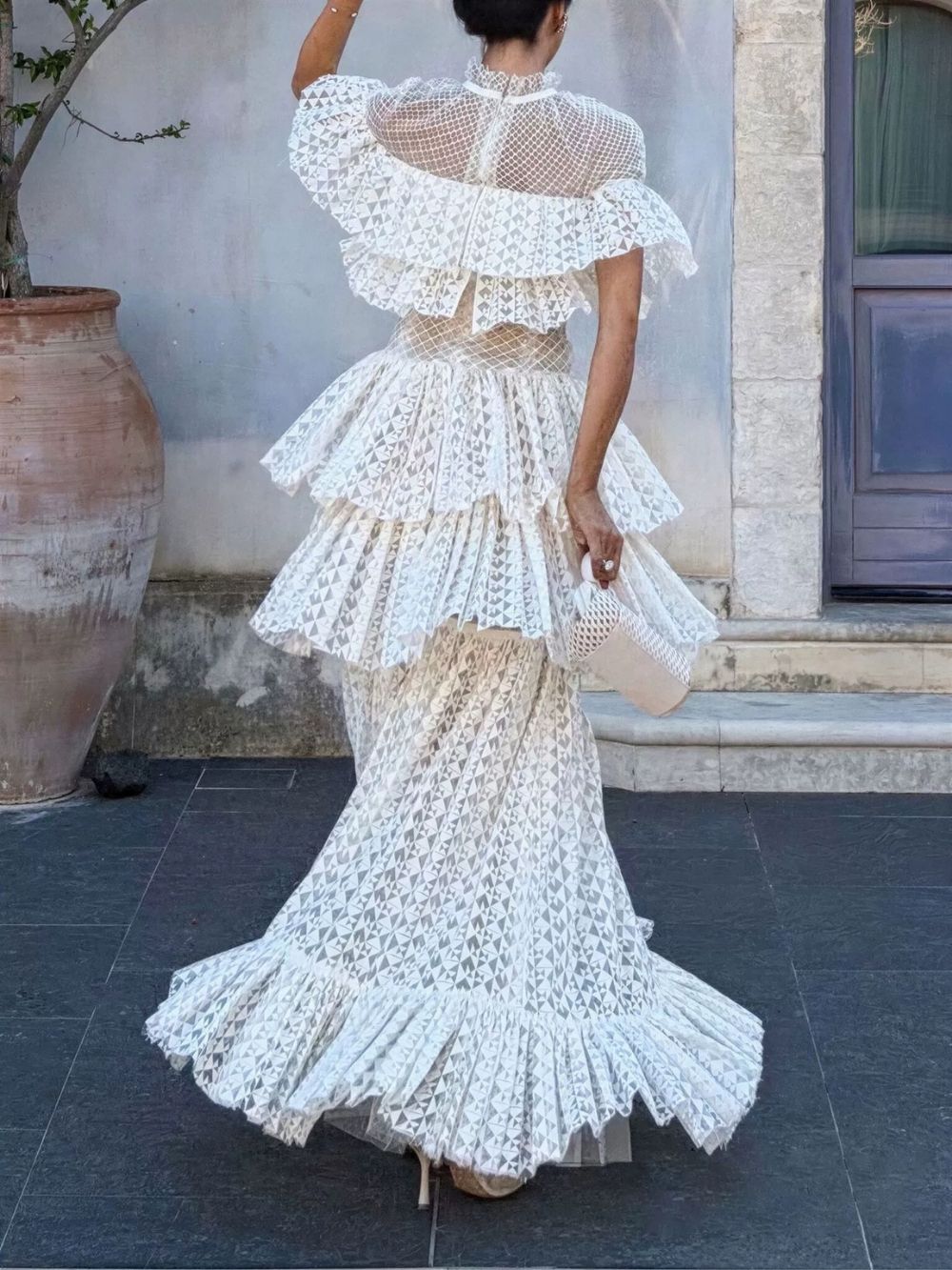 Marylin White Layered Maxi Dress - OWNCI