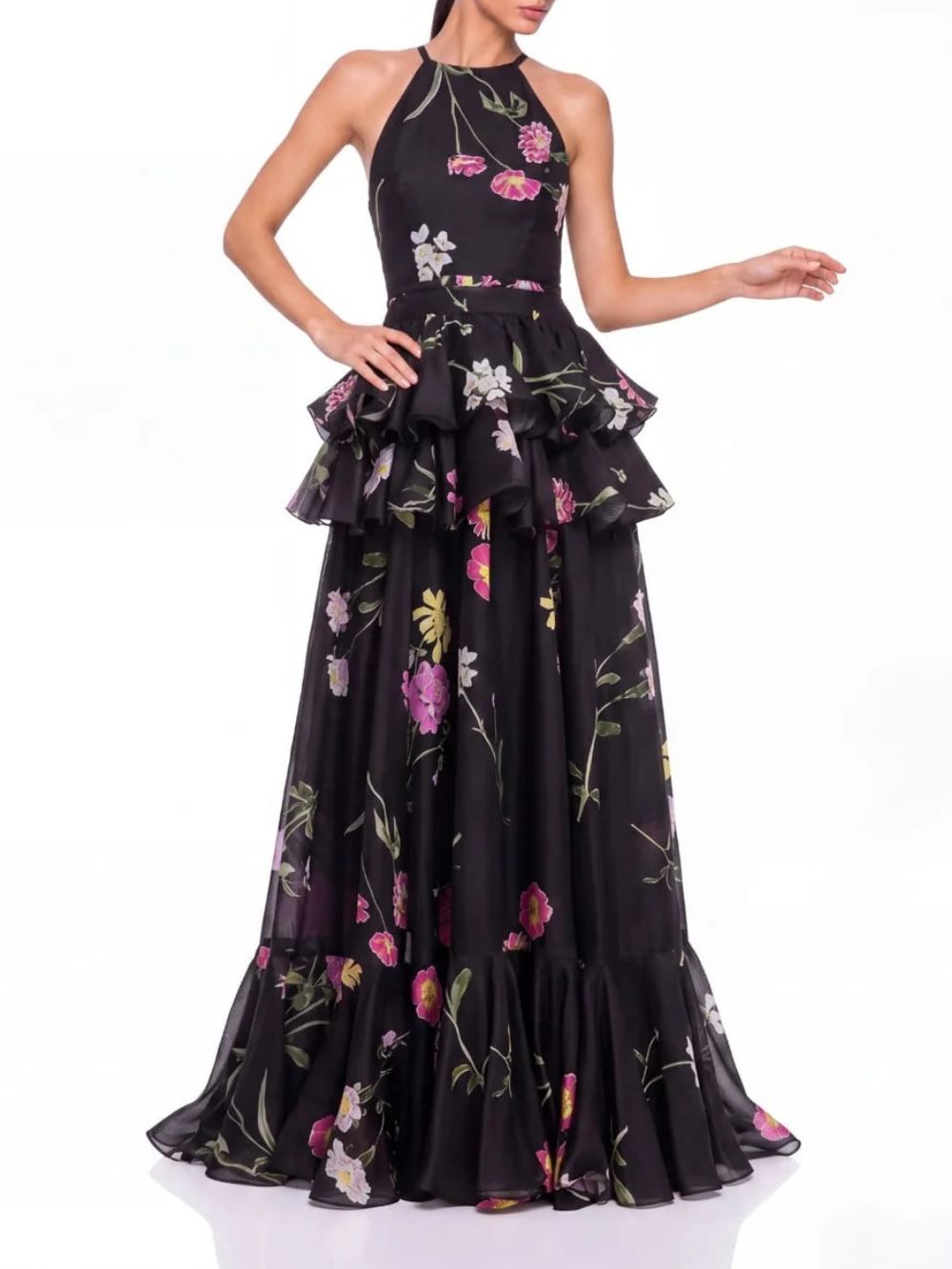Ravelix Floral Ruffle Maxi Dress In Black - OWNCI Ravelix Floral Ruffle Maxi Dress In Black - OWNCI