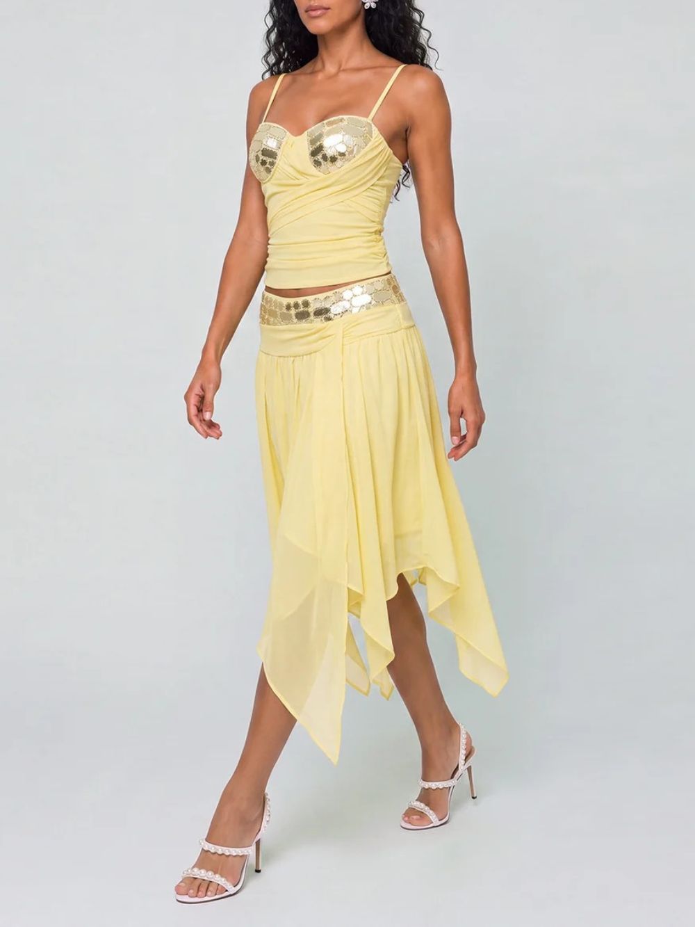 Dalmere Spaghetti Rhinestone Skirt Set - OWNCI Dalmere Spaghetti Rhinestone Skirt Set - OWNCI