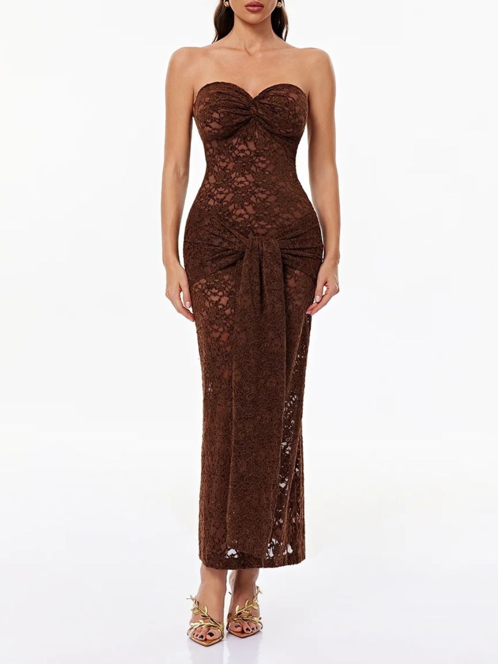 Roslen Strapless Twisted Lace Maxi Dress - OWNCI Roslen Strapless Twisted Lace Maxi Dress - OWNCI