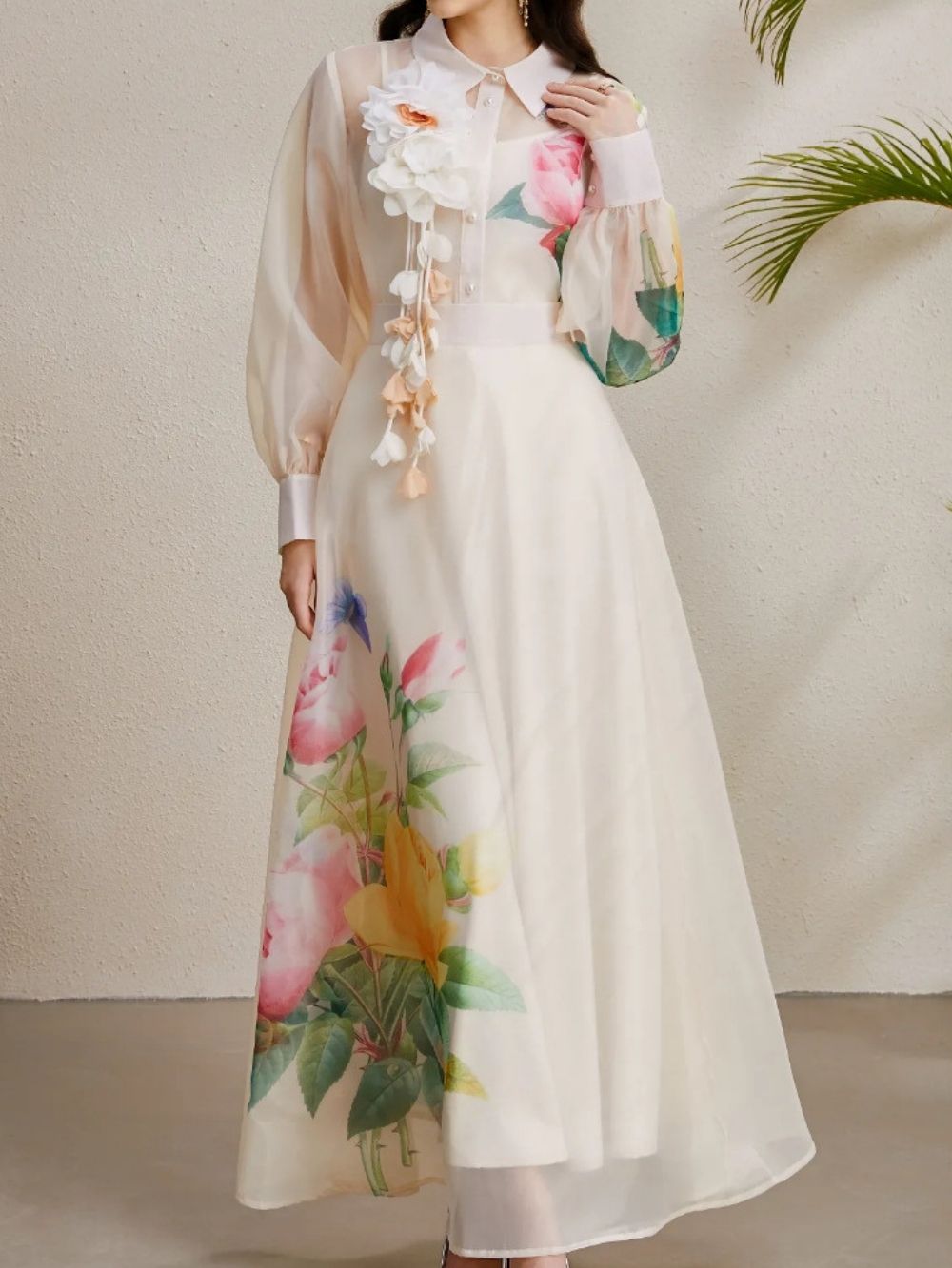 Maru Apricot Floral Top & Maxi Skirt Set - OWNCI