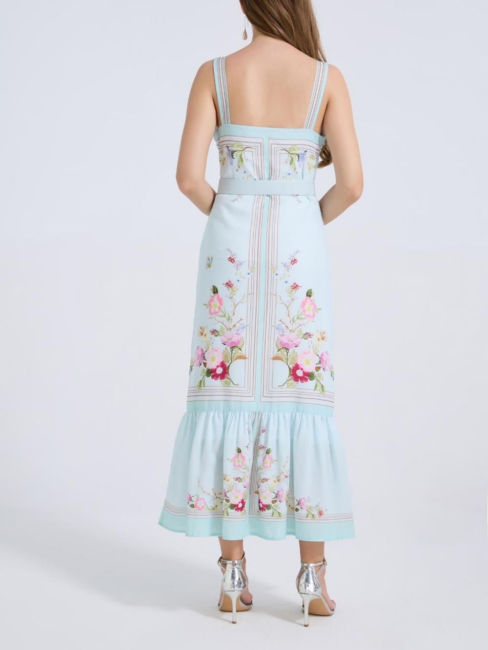 Mandi Floral Belted Midi Dress - OWNCI