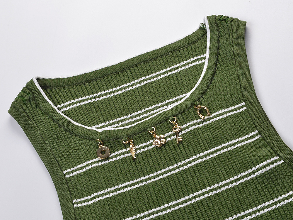 Striped Tassel Trims Vest Top - OWNCI Striped Tassel Trims Vest Top - OWNCI