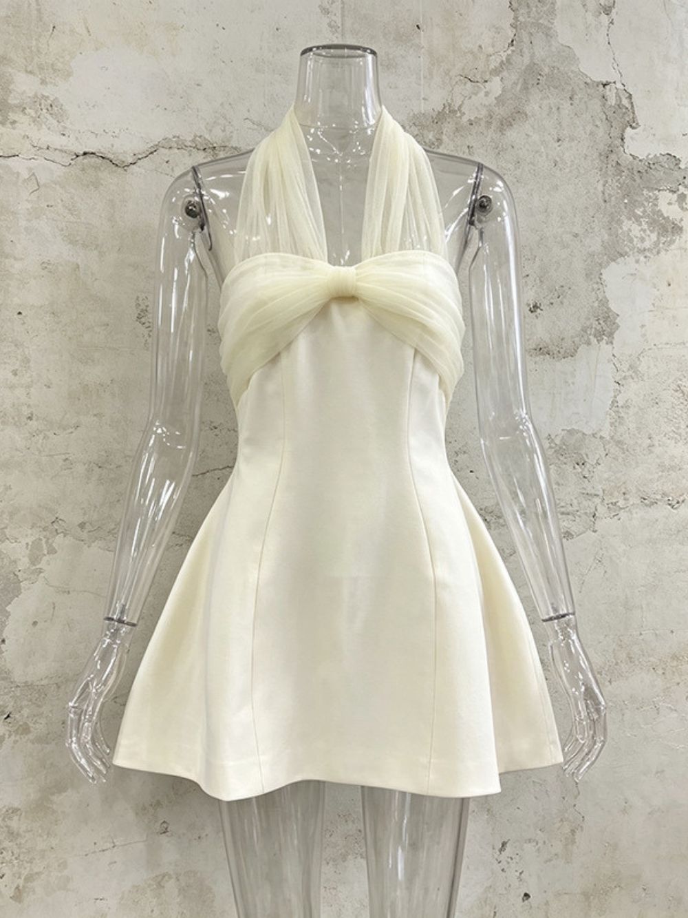Marely Halter Mesh Mini Dress - OWNCI