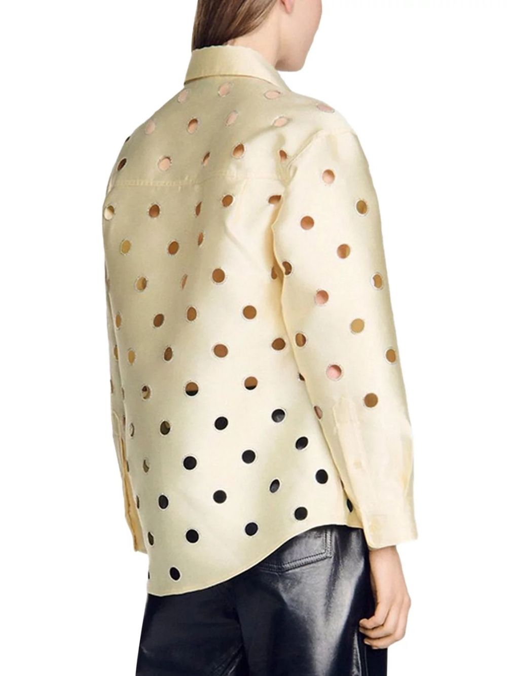 Openwork Rhinestone Shirt - OWNCI