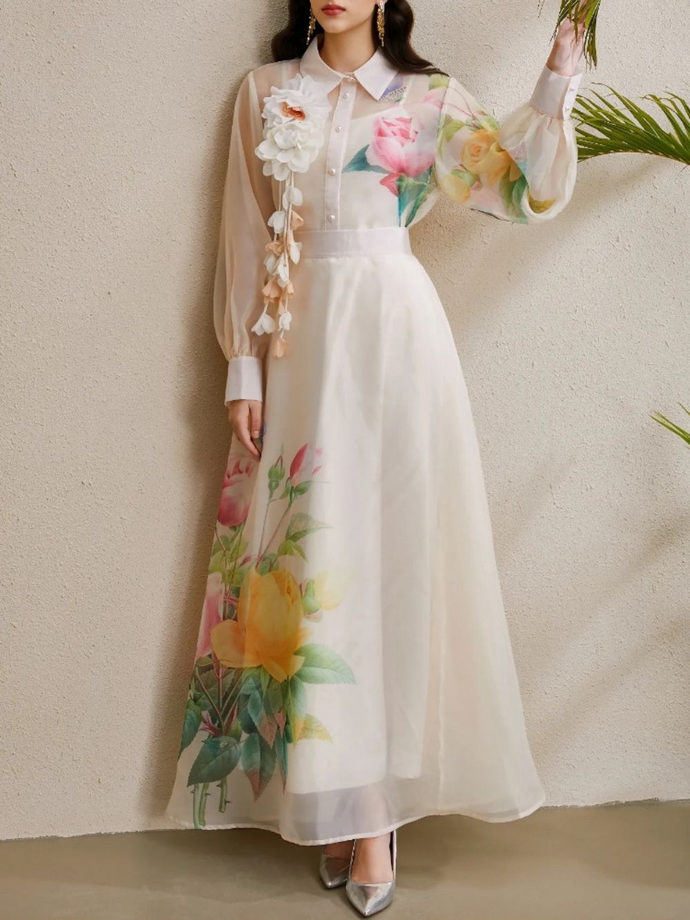 Maru Apricot Floral Top & Maxi Skirt Set - OWNCI