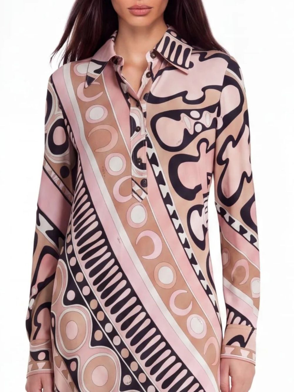 Hylora Long Sleeve Geo Printed Maxi Dress - OWNCI Hylora Long Sleeve Geo Printed Maxi Dress - OWNCI