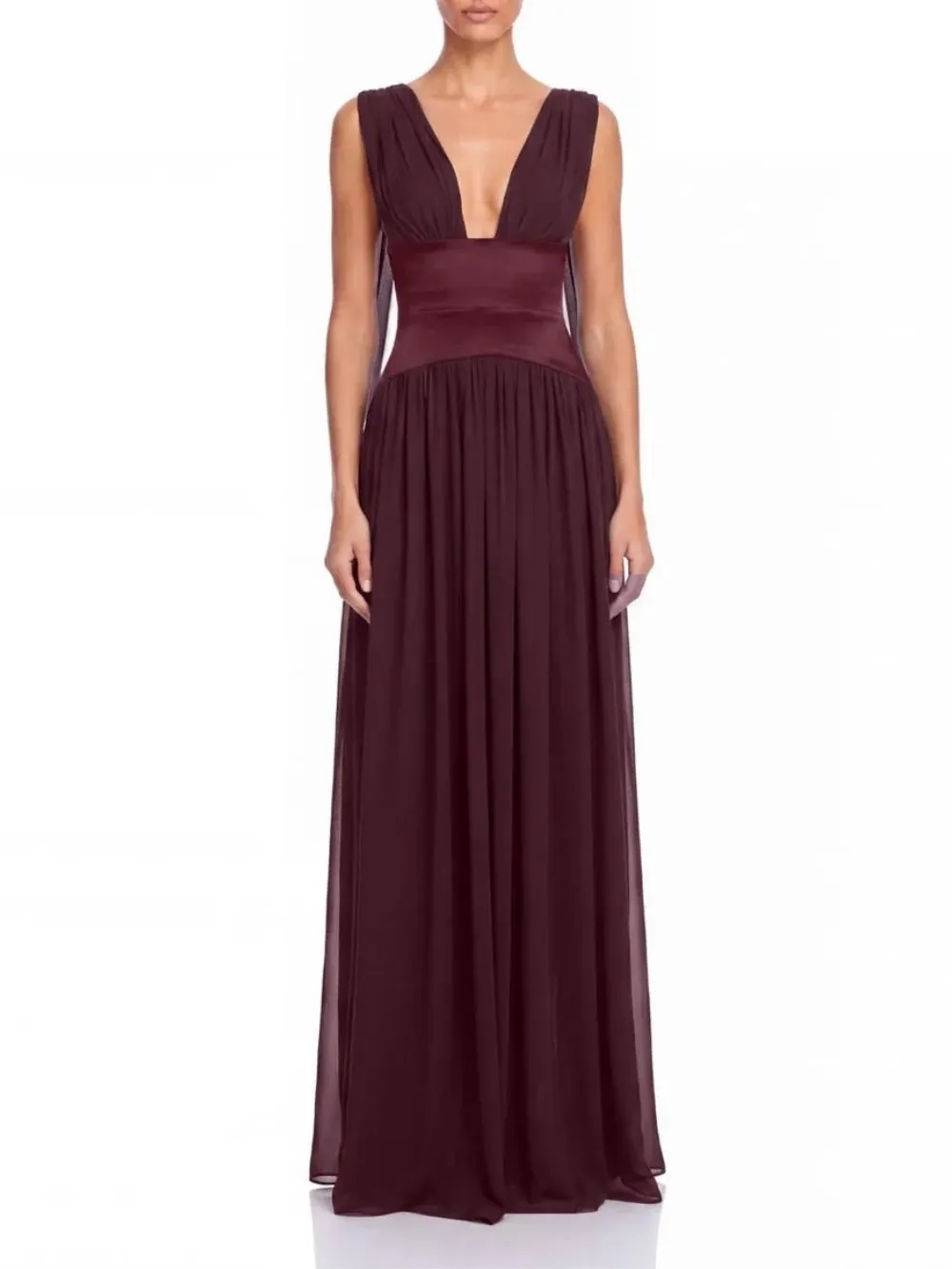 Lomire Plunge Neck Draped Maxi Dress - OWNCI Lomire Plunge Neck Draped Maxi Dress - OWNCI