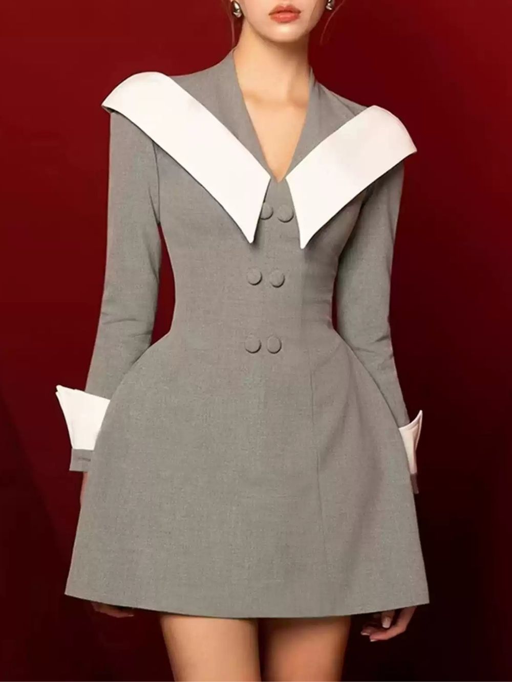 Marcelle Grey Long Sleeve Mini Dress - OWNCI Marcelle Grey Long Sleeve Mini Dress - OWNCI