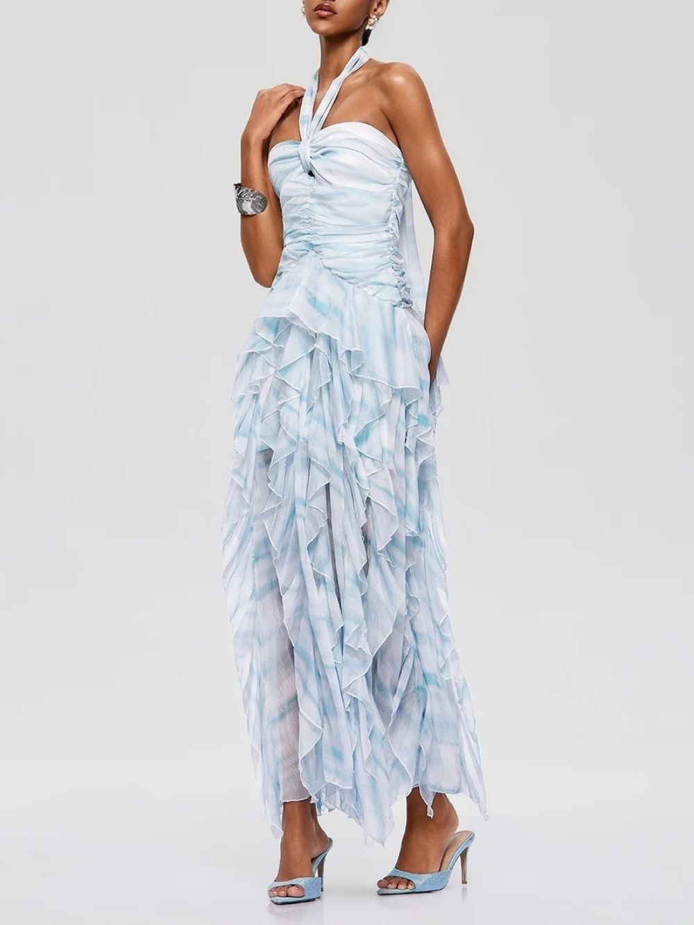 Fusako Halterneck Ruffle Maxi Dress - OWNCI Fusako Halterneck Ruffle Maxi Dress - OWNCI