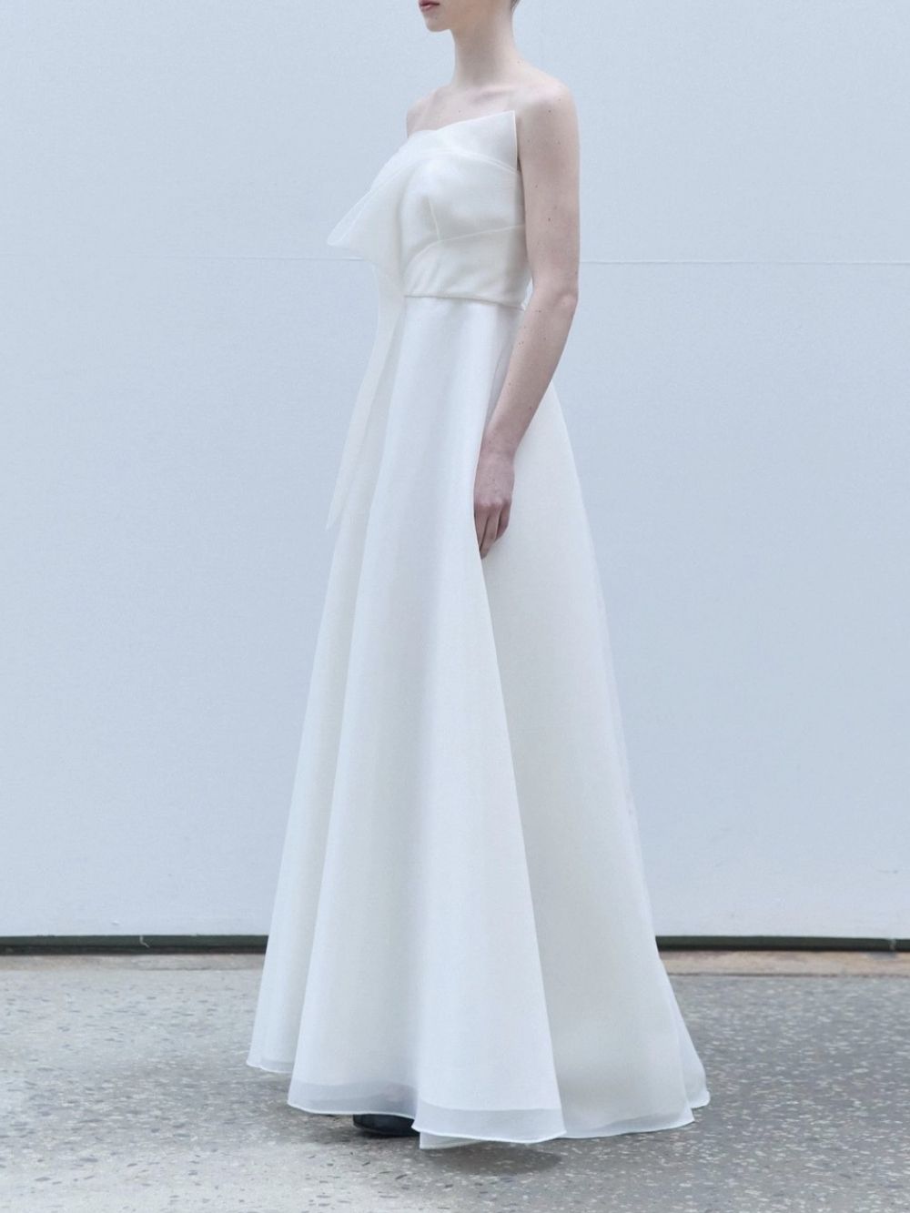 Barbara French Satin Strapless Maxi Dress - White
