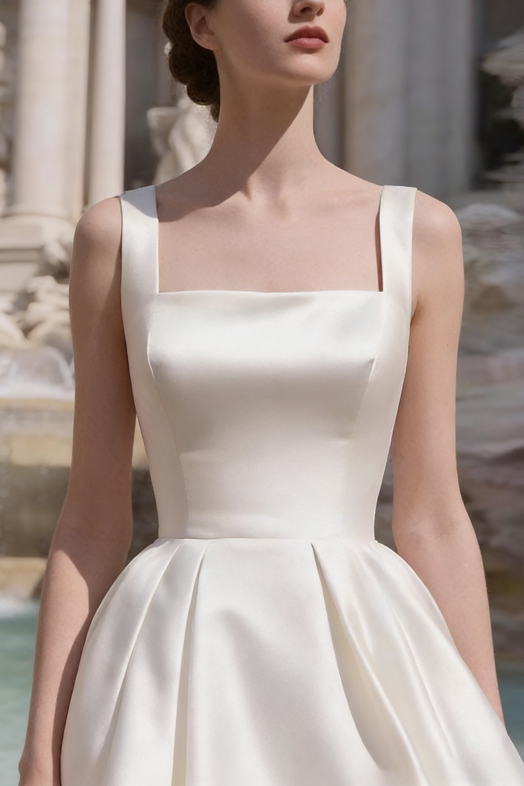 Sharon Minimalist Spaghetti Strap Midi Dress With Cape- Off-White - OWNCI Sharon Minimalist Spaghetti Strap Midi Dress With Cape- Off-White - OWNCI