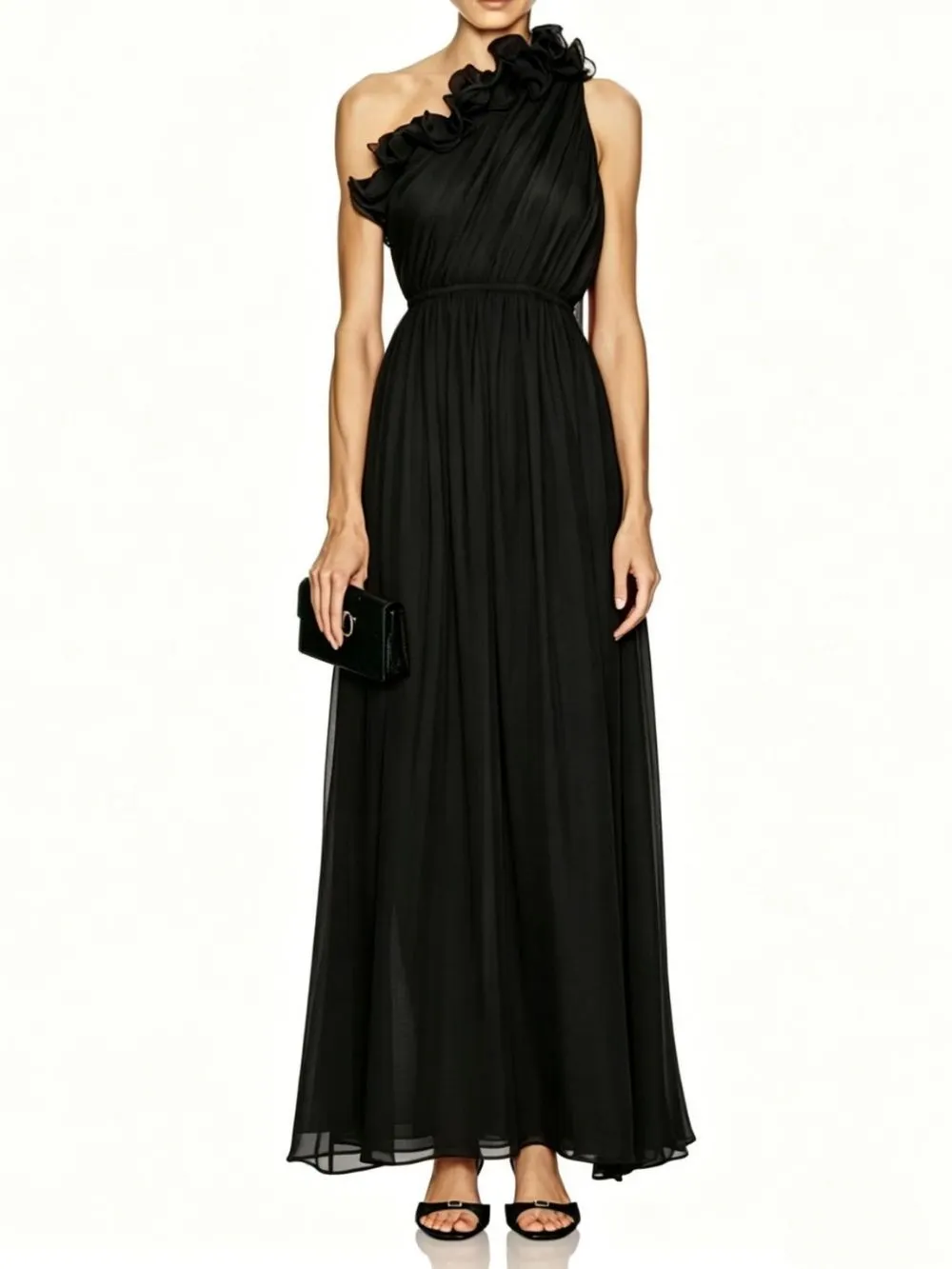 Marielle Black One-Shoulder Maxi Dress - OWNCI Marielle Black One-Shoulder Maxi Dress - OWNCI