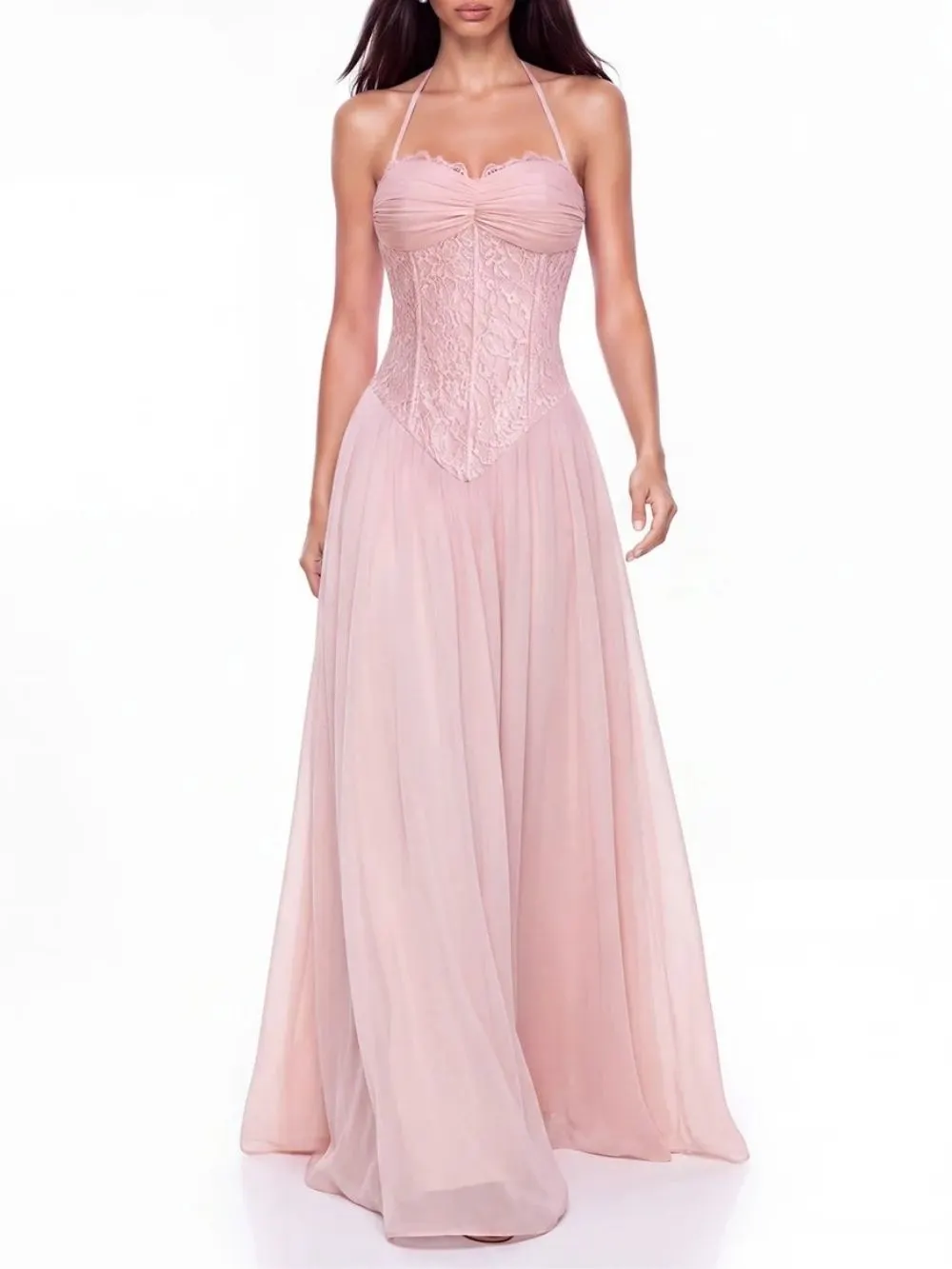 Neskor Halterneck Lace Maxi Dress - OWNCI Neskor Halterneck Lace Maxi Dress - OWNCI