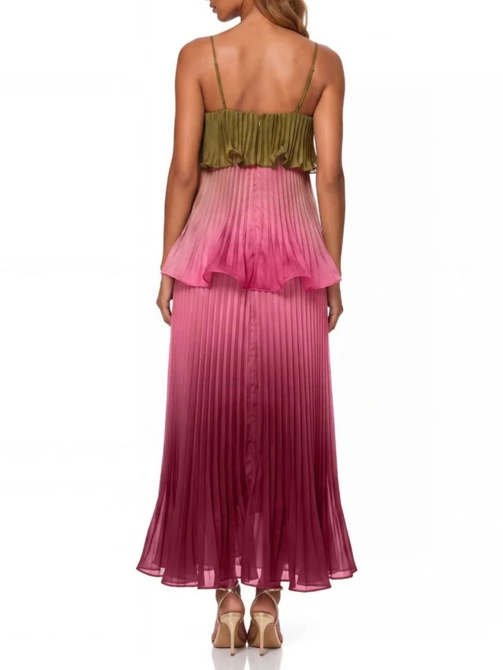 Praevik Spaghetti Pleated Maxi Dress - OWNCI