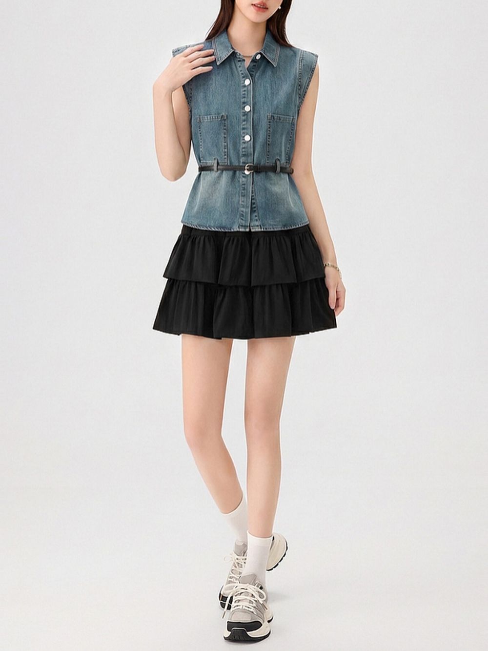 Marije Denim Vest & Skirt Set - OWNCI Marije Denim Vest & Skirt Set - OWNCI