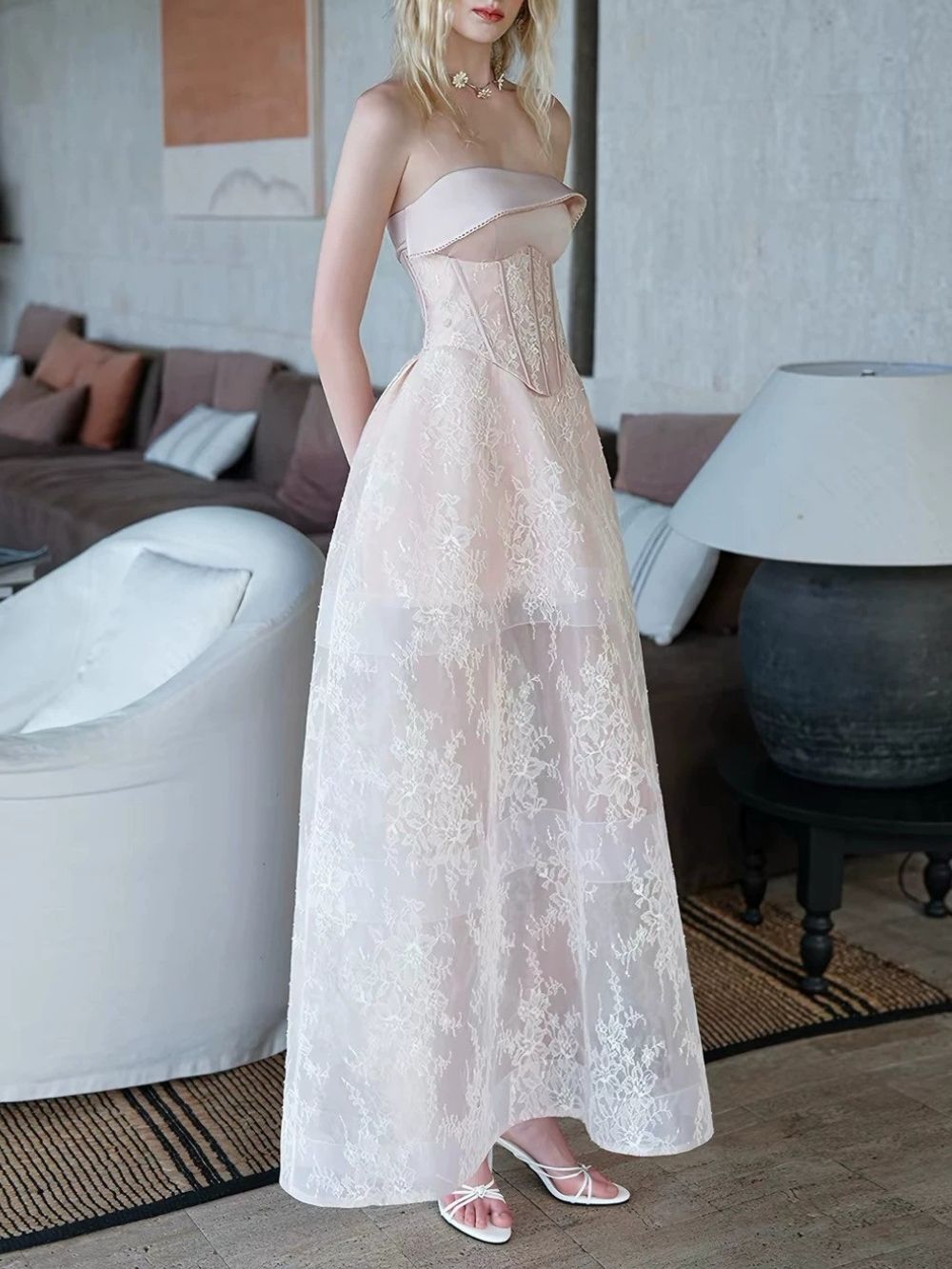 Marsali Strapless Corset Lace Maxi Dress - OWNCI Marsali Strapless Corset Lace Maxi Dress - OWNCI