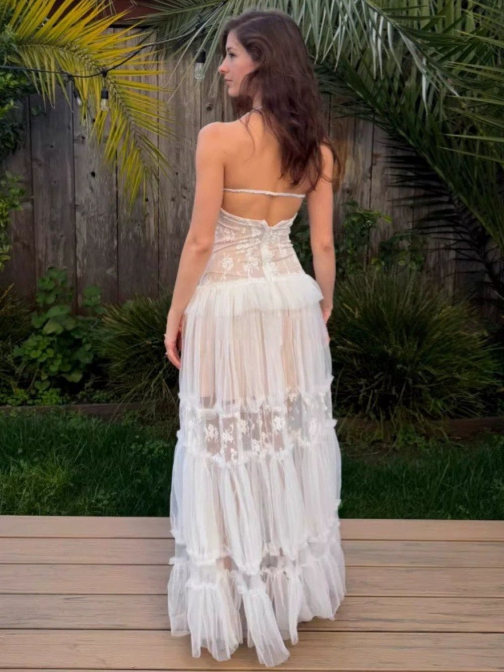 Marija White Spaghetti Mesh Maxi Dress - OWNCI Marija White Spaghetti Mesh Maxi Dress - OWNCI