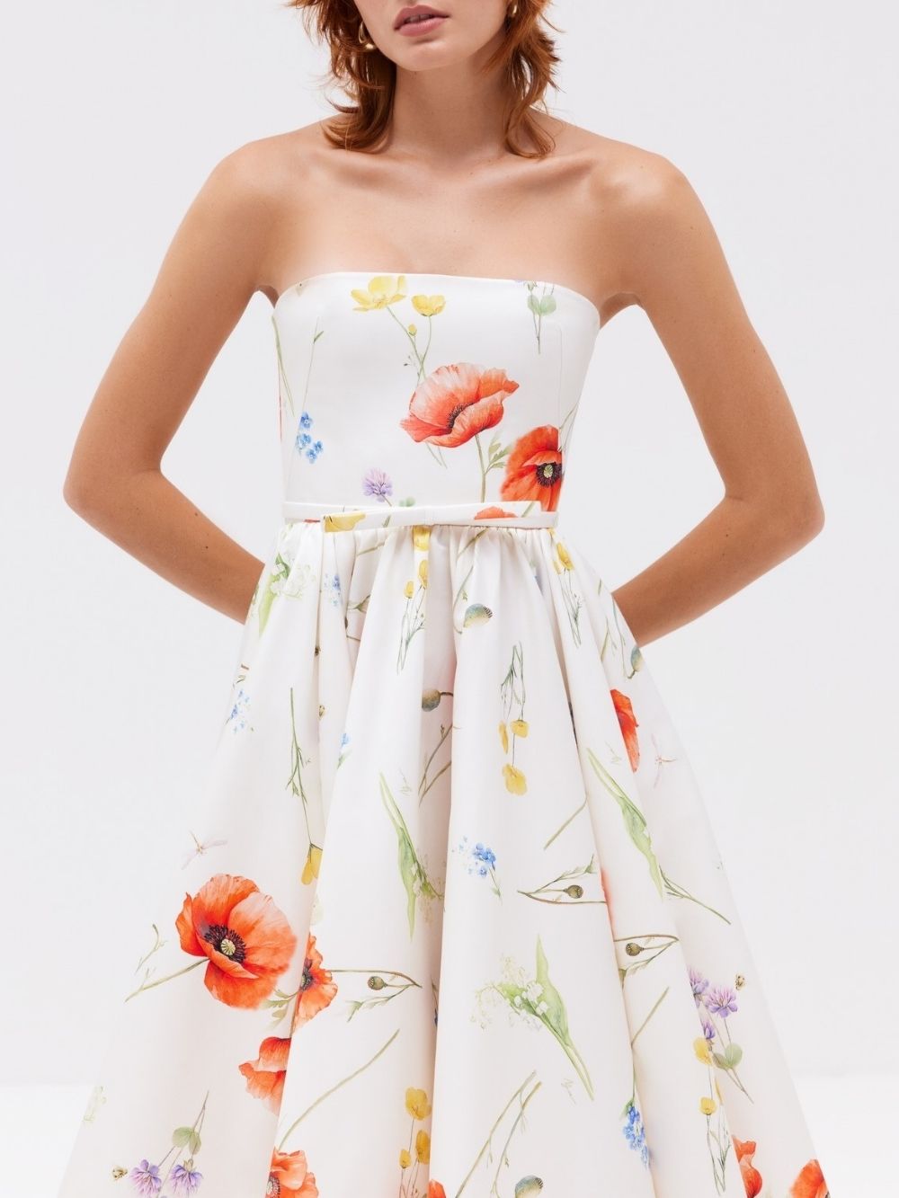 Manjit Strapless Floral Midi Dress - OWNCI