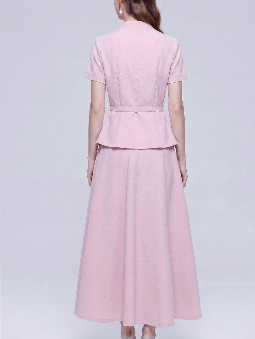 Maryam Pink Short Sleeve Midi Dress - OWNCI Maryam Pink Short Sleeve Midi Dress - OWNCI